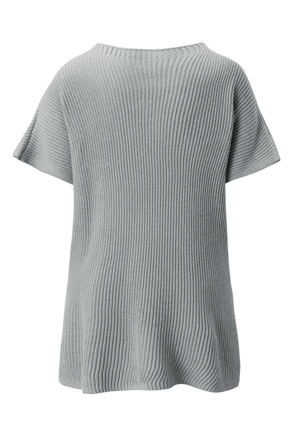 Slit Round Neck Short Sleeve Knit Top, image 11
