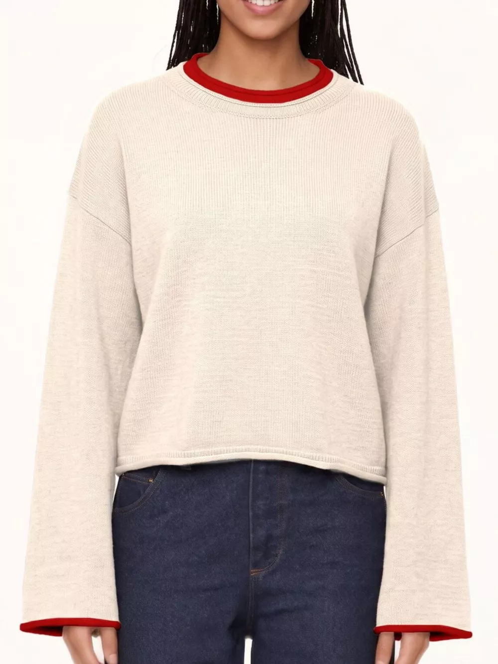 Crew Neck Dropped Shoulder Sweater, image 10