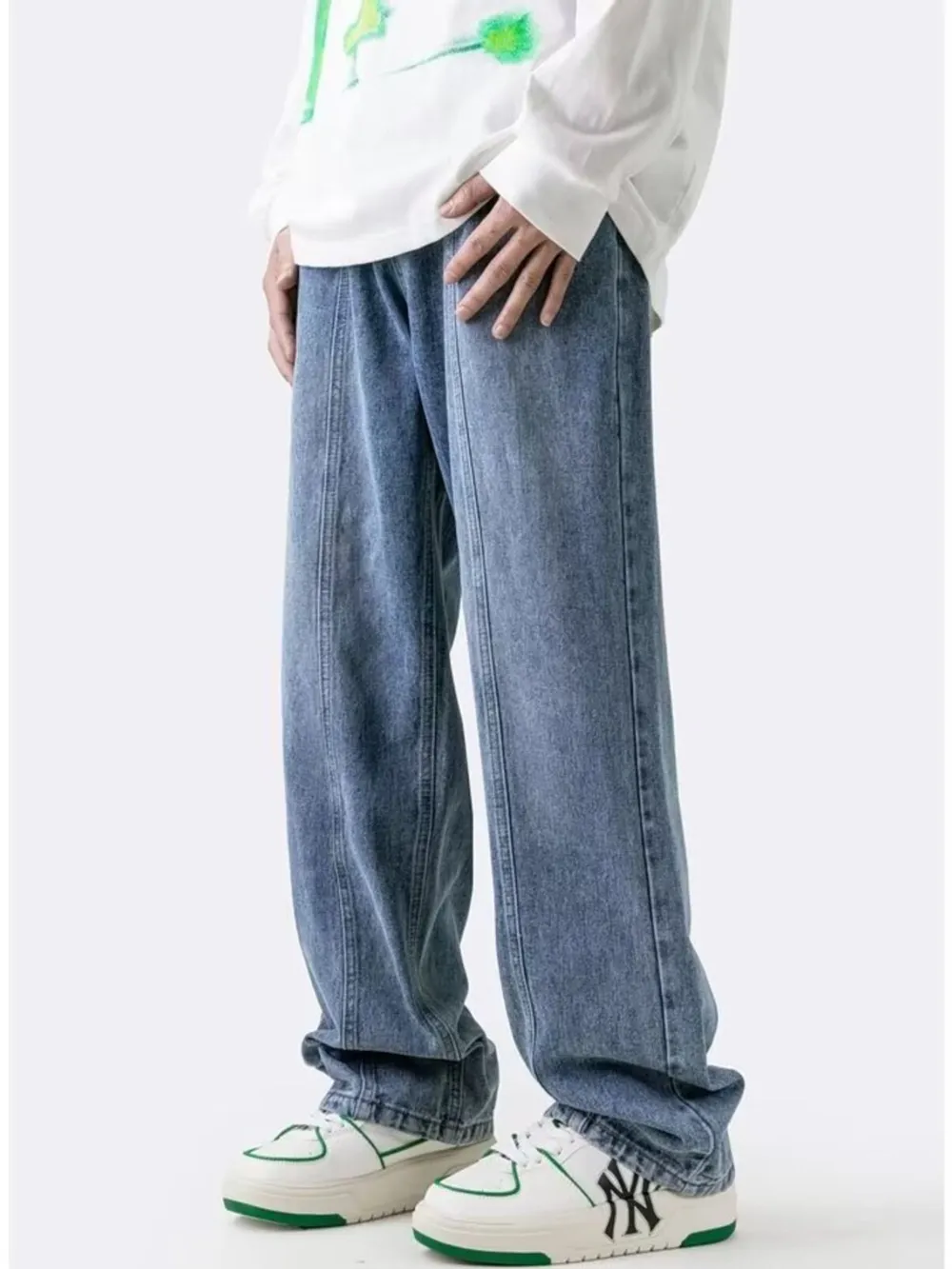 Men's Plus Size Wide Leg Relaxed Fit Jeans, image 2