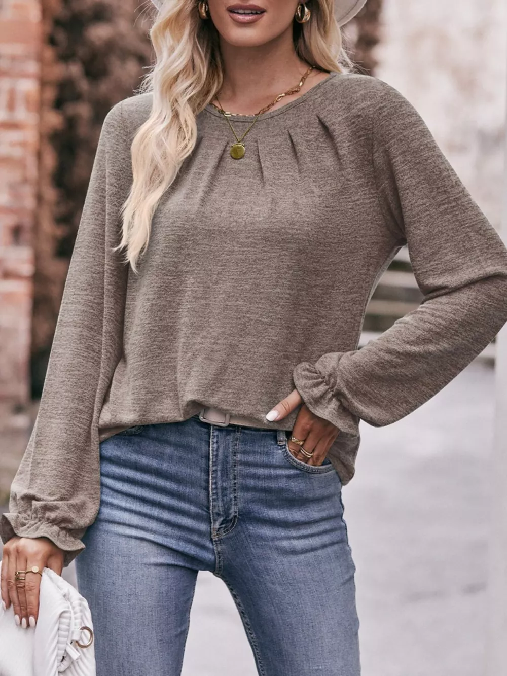 Ruffle Cuff Long Sleeve T-Shirt, image 8