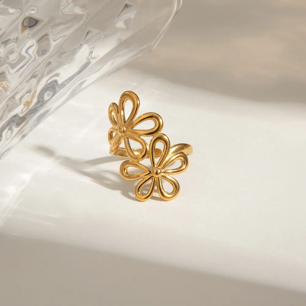 Stainless Steel Flower Ring, image 2