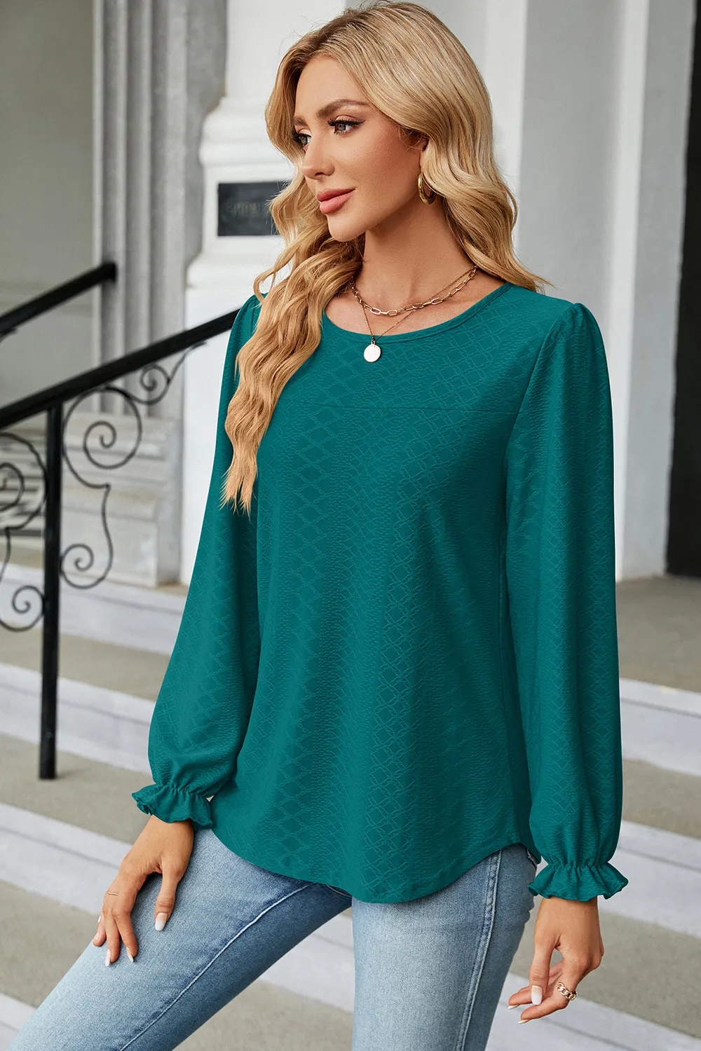 Round Neck Flounce Sleeve T-Shirt, image 32