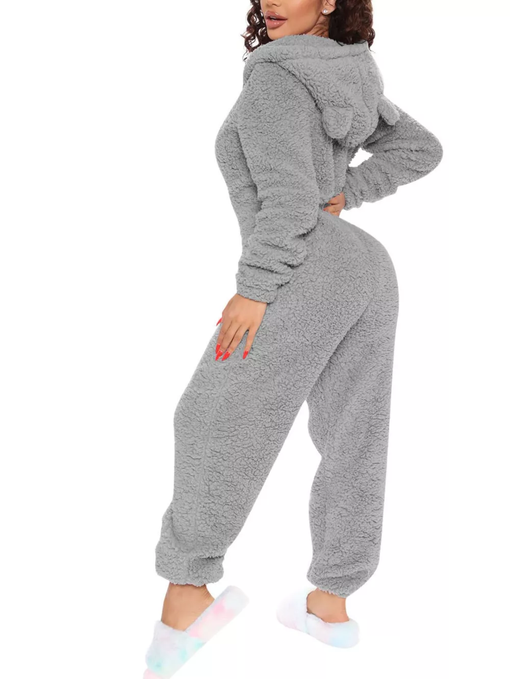 Full Size Fleece Zip-Up Hooded Jumpsuit Plus Size, image 7