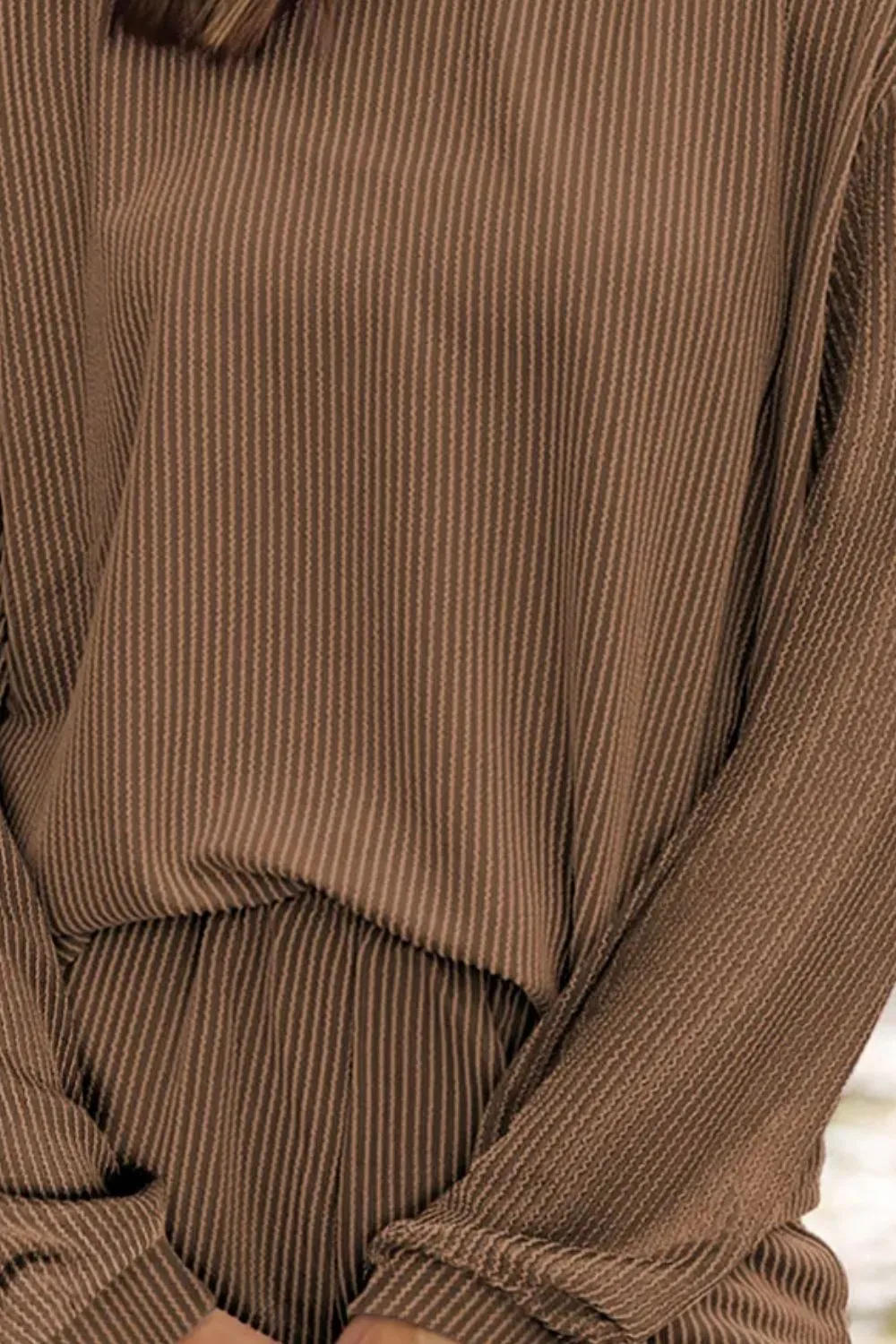 Round Neck Long Sleeve Top and Shorts Set, image 18