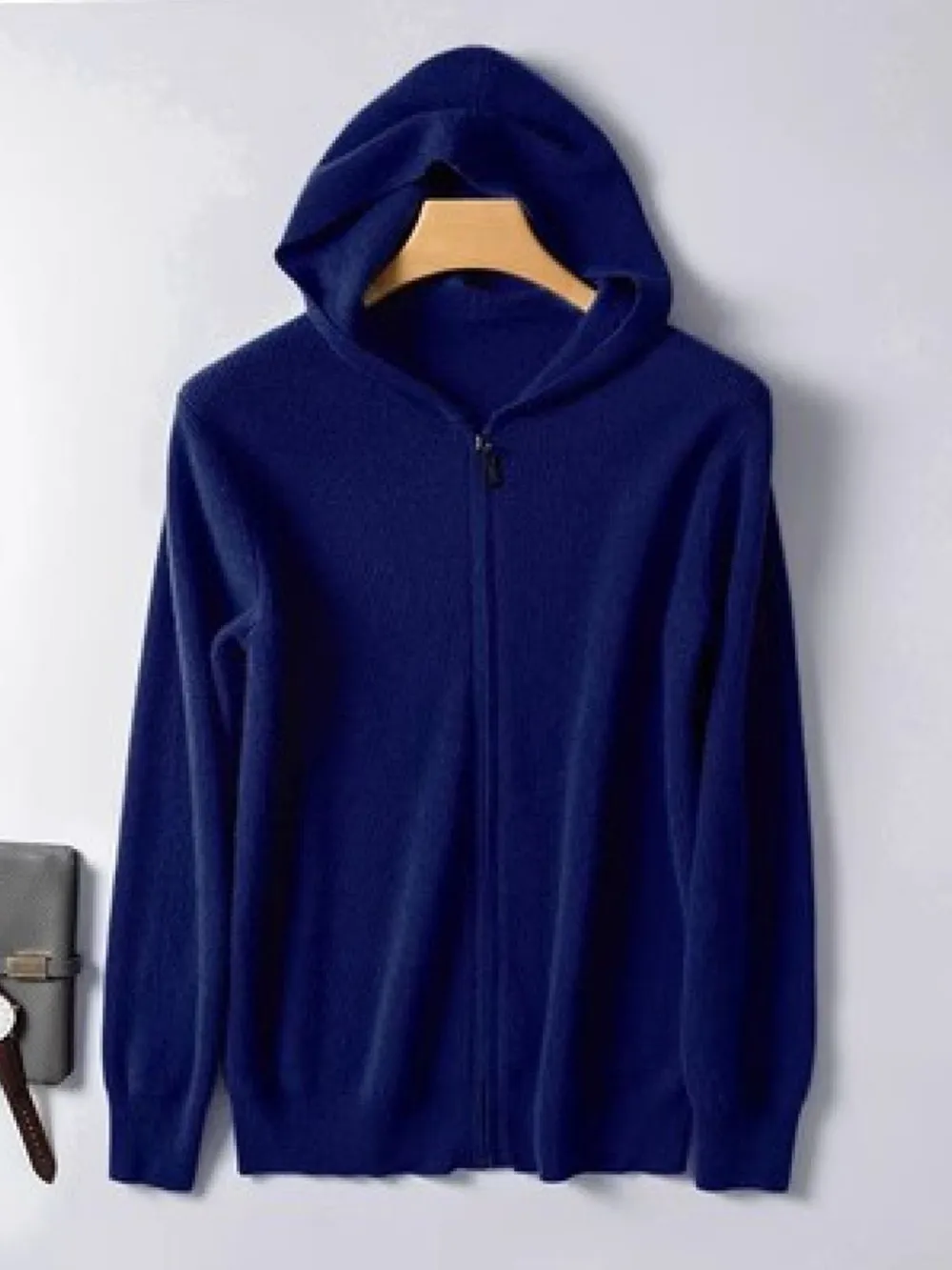 Men's Plus Size Zip Up Long Sleeve Hooded Cardigan, image 4