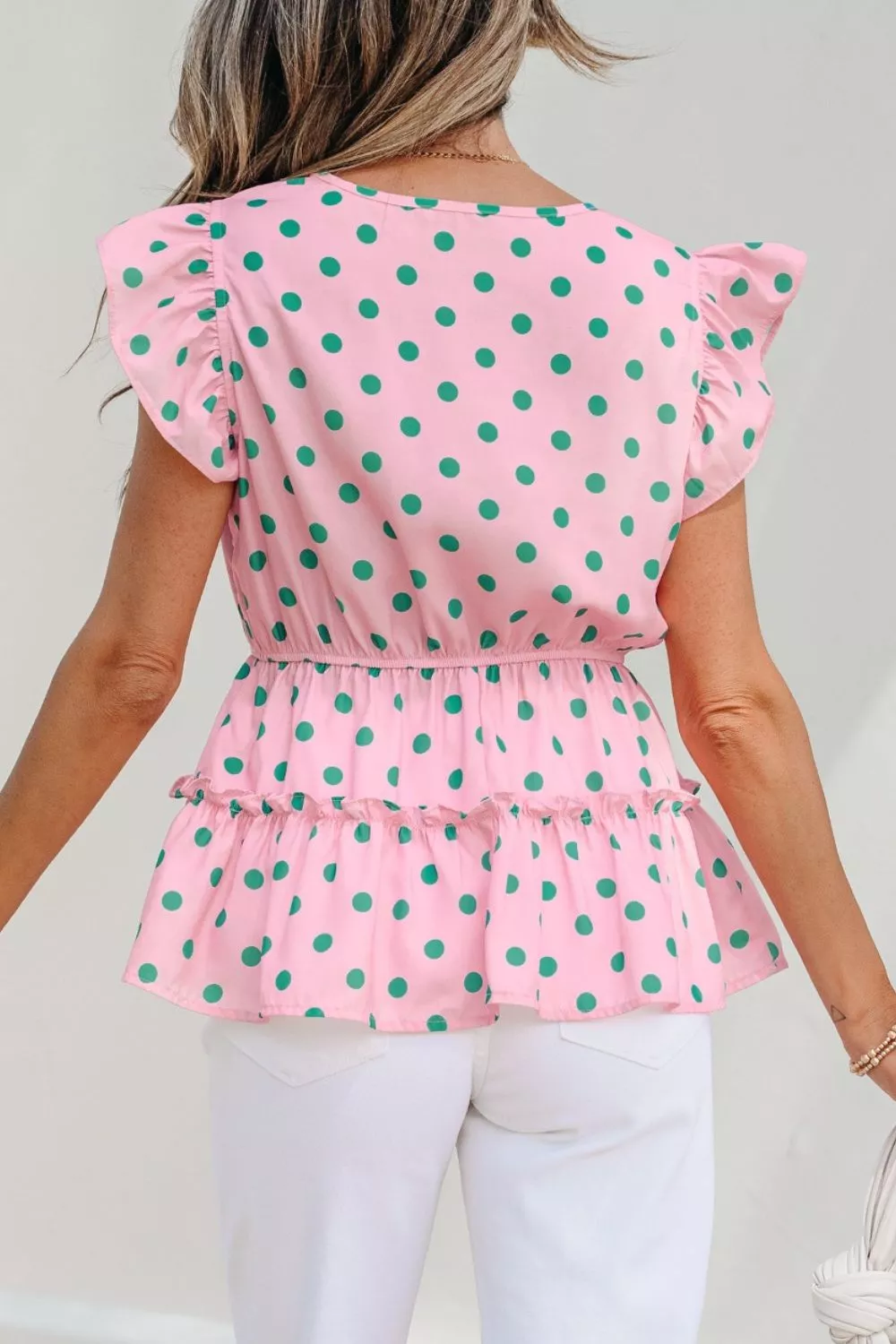 Polka Dot Ruffle Hem Blouse, image 5