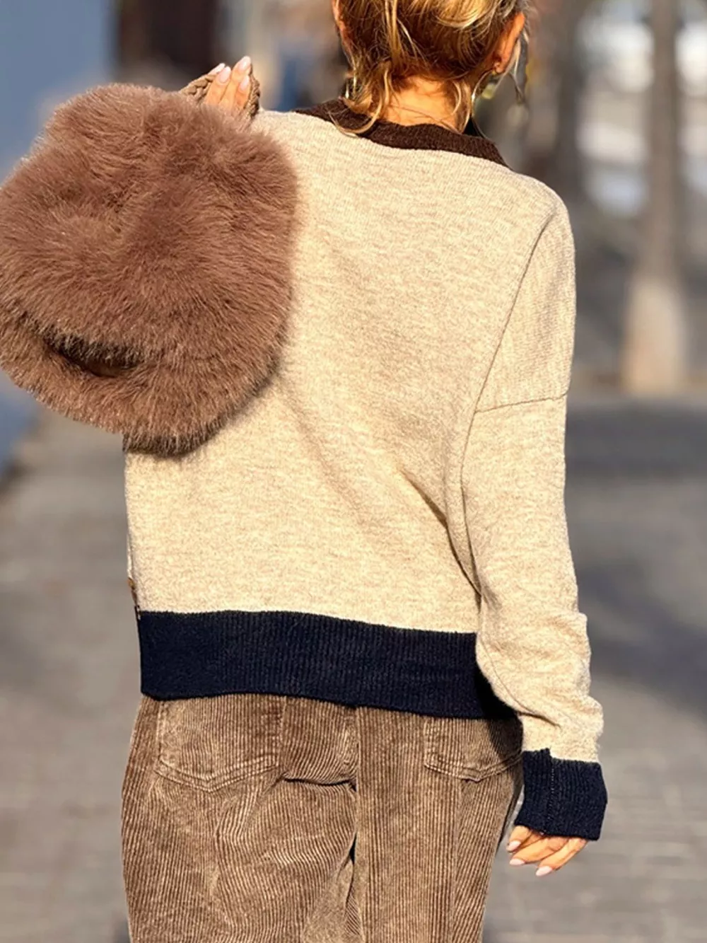 Contrast Trim Crew Neck Sweater, image 6