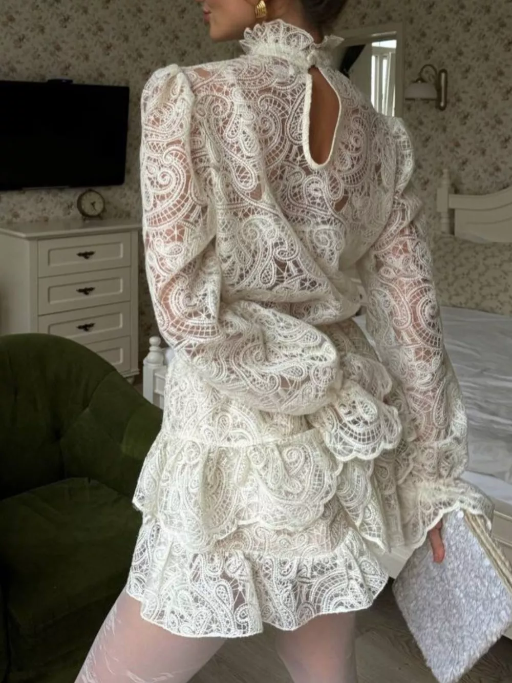 Lace Long Sleeve Top and Skirt Set, image 3