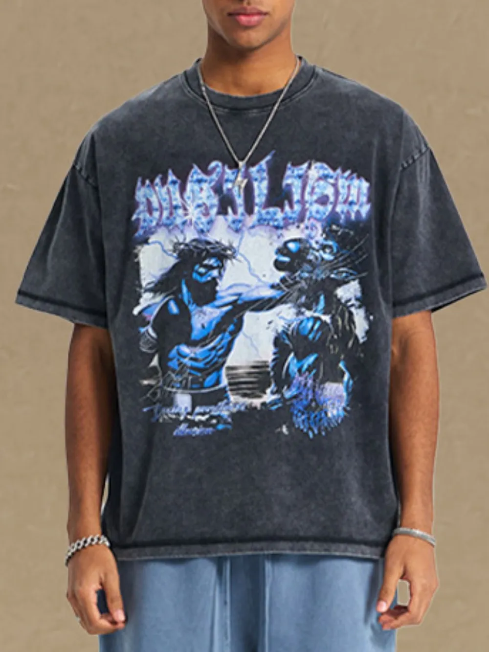 Men's Round Neck Half Sleeve Graphic T-Shirt, image 3