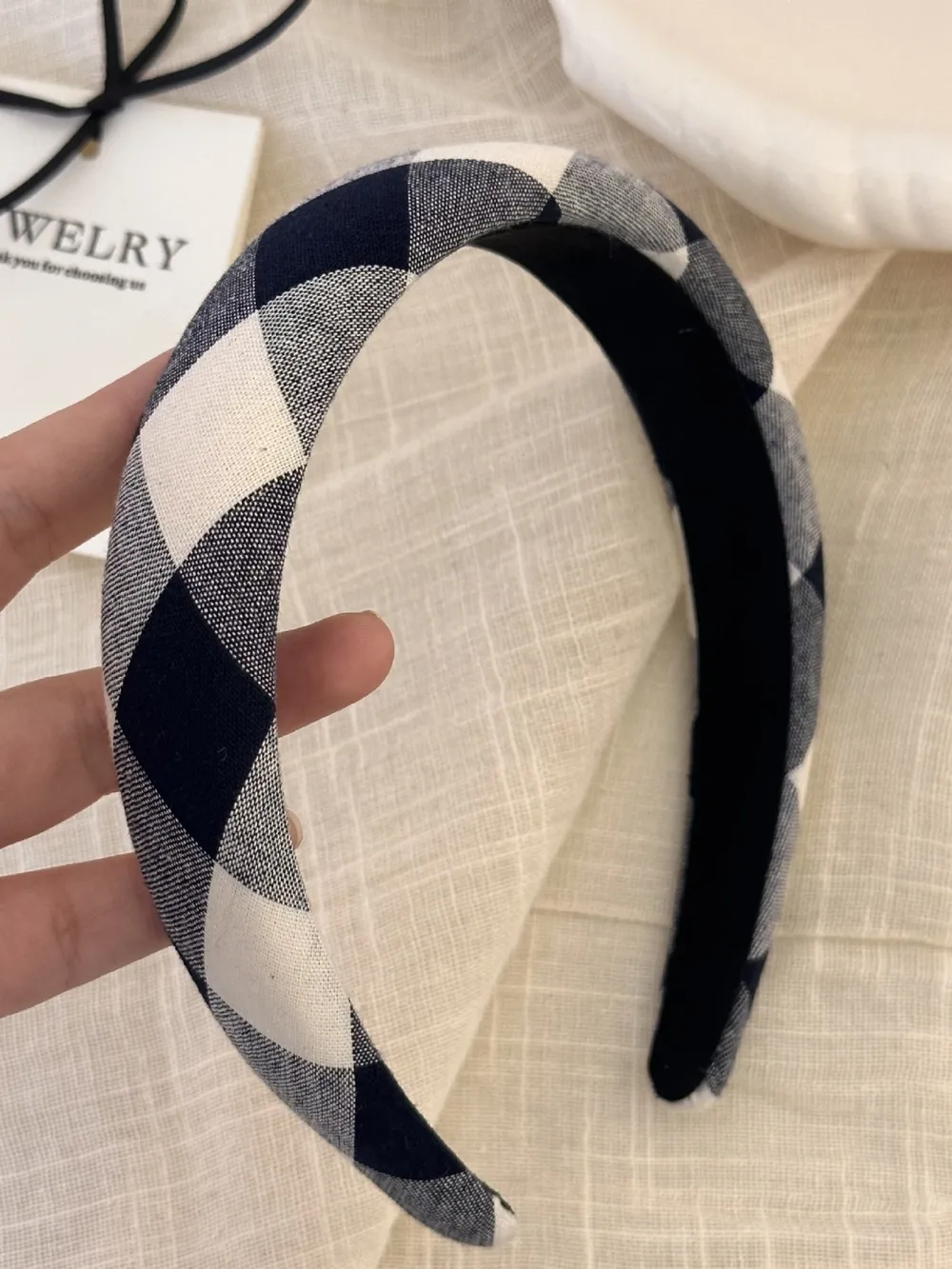 Polyester Plaid Wide Headband, image 2