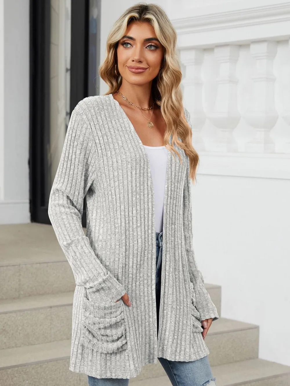 Pocketed Open Front Long Sleeve Cardigan, image 13