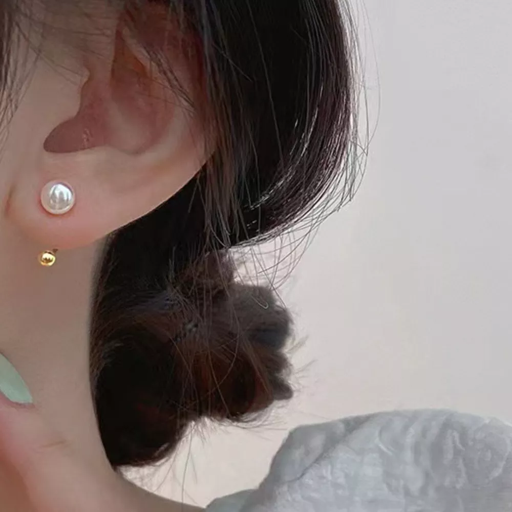 925 Sterling Silver Pearl Stud Earrings, image 2
