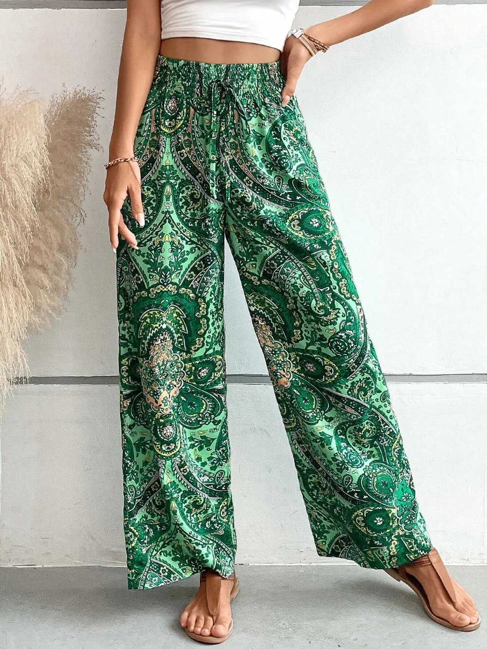 Printed Wide Leg Pants, image 30