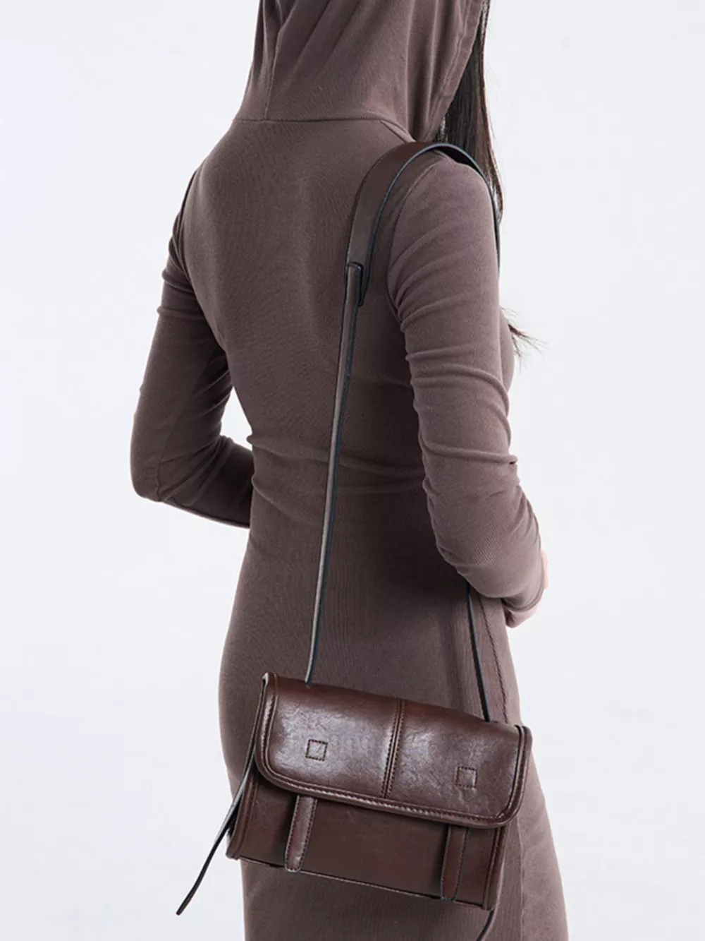 PU Leather Messenger Crossbody Bag with Flap Closure, image 4