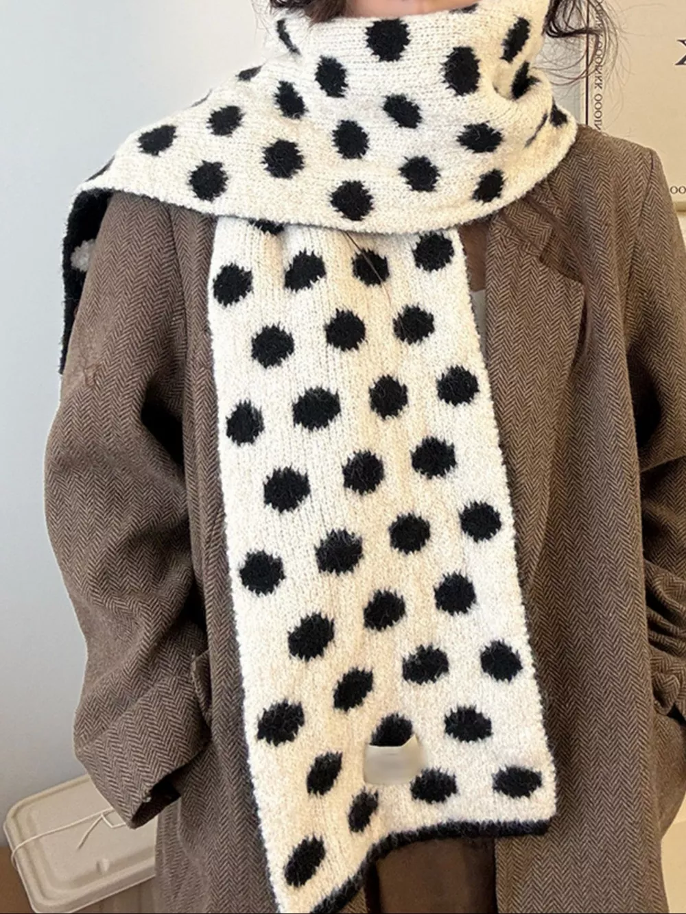 Polka Dot Knitted Scarf, image 5
