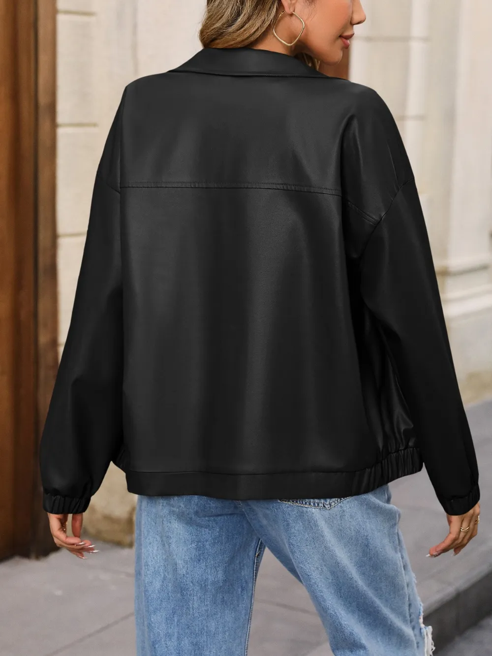 Zip Up Dropped Shoulder Jacket, image 6