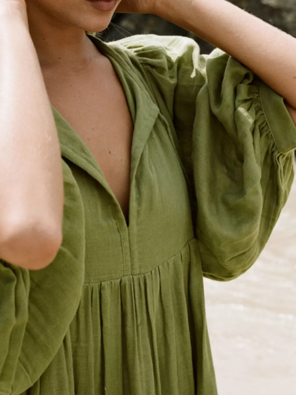Tie Neck 3/4 Sleeve Midi Dress, image 23