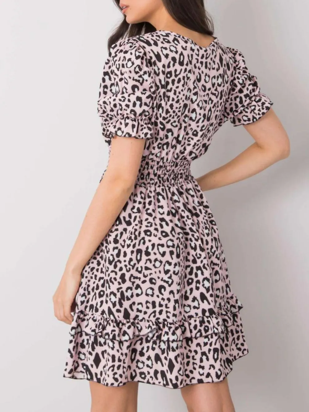 Leopard Print Tie Front Short Sleeve Mini Dress, image 11