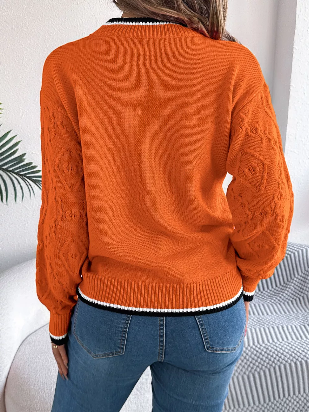 Contrast Trim Round Neck Sweater, image 14