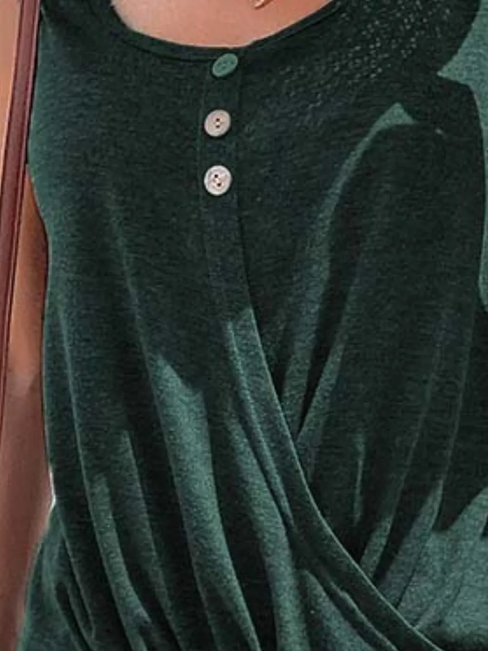 Full Size Twisted Hem Button Detail Tank Plus Size, image 6
