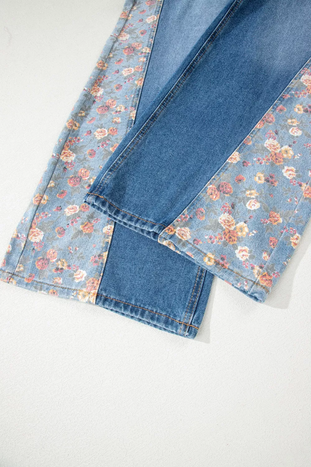 Vintage Rose Printed Pleated Loose Denim Overall, image 11
