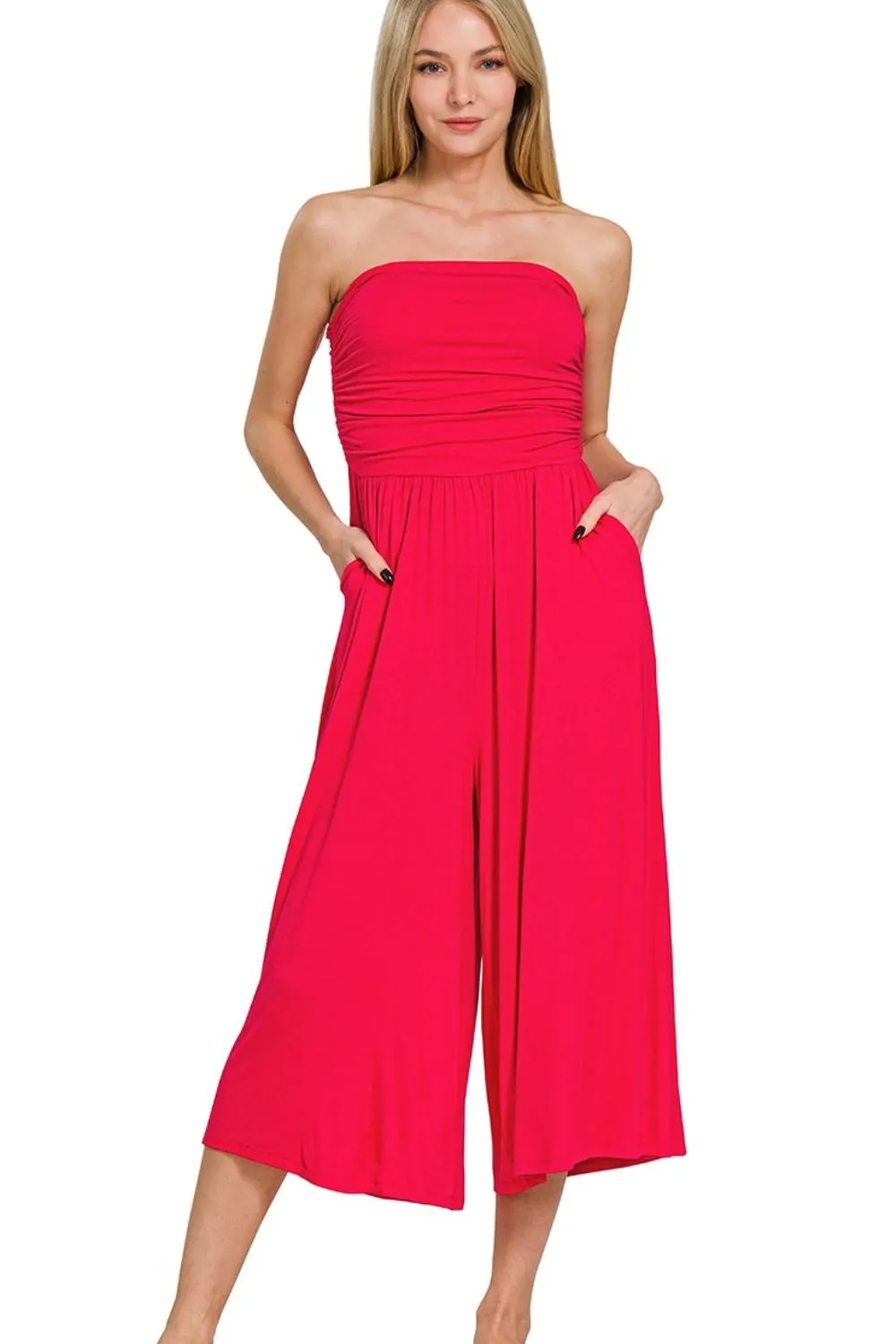 Double Layered Strapless Tube Top Jumpsuit