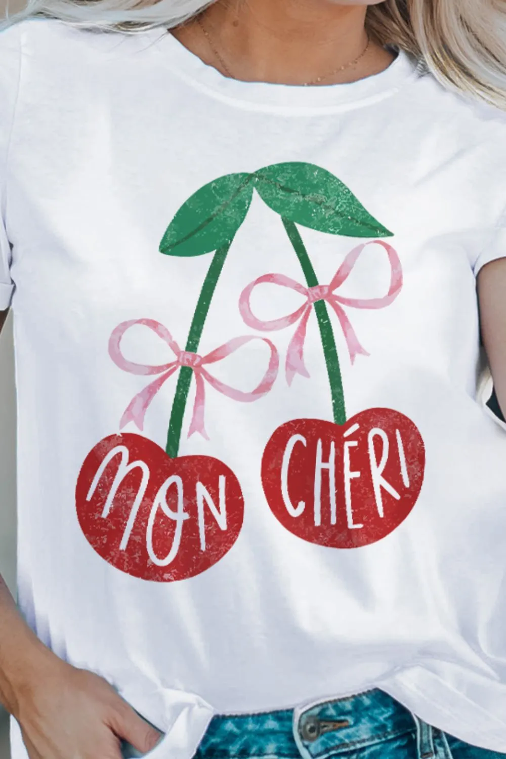 Cherry Round Neck Short Sleeve T-Shirt, image 3