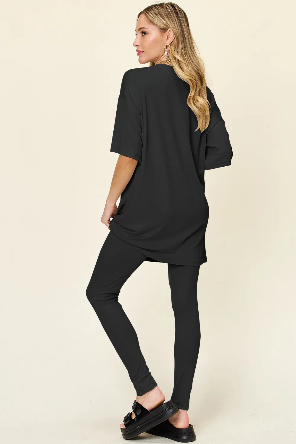 Full Size Round Neck Dropped Shoulder T-Shirt and Leggings Set, image 18