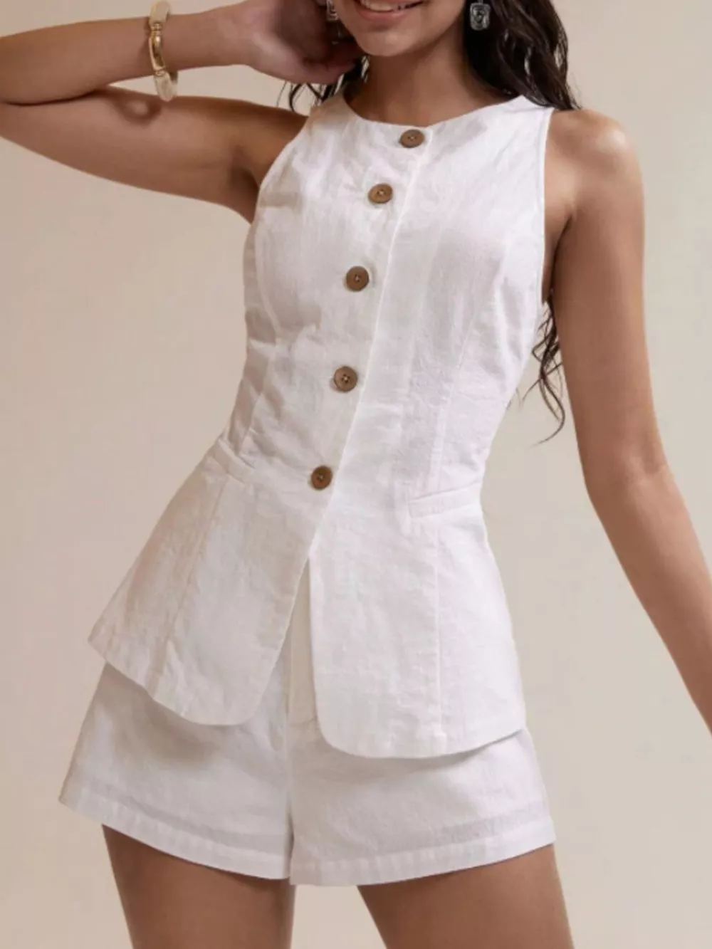 Button-Down Sleeveless Top and Shorts Set, image 5