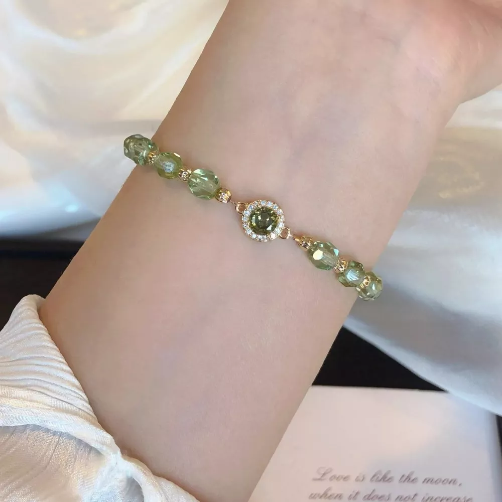 18K Gold-Plated Zircon Bead Bracelet, image 4