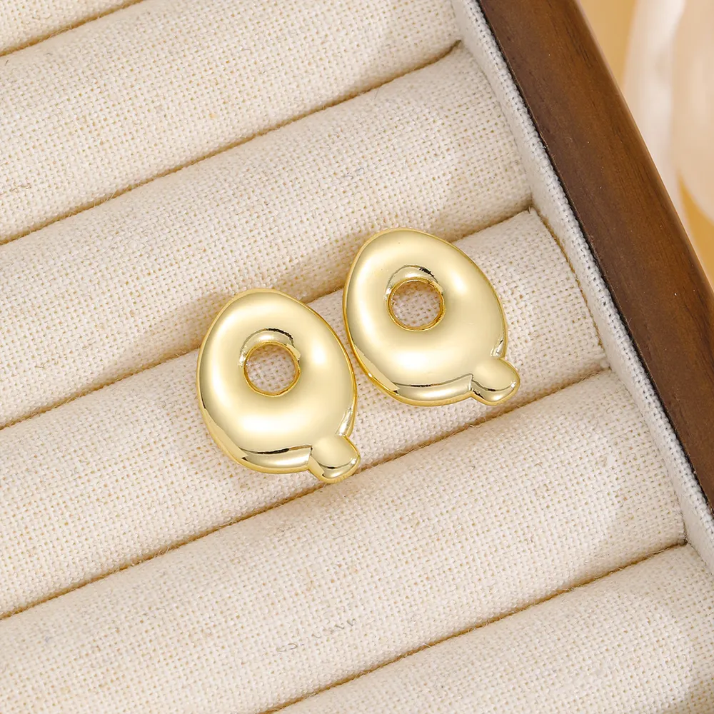 18K Gold-Plated Bubble Letter Stud Earrings, image 5