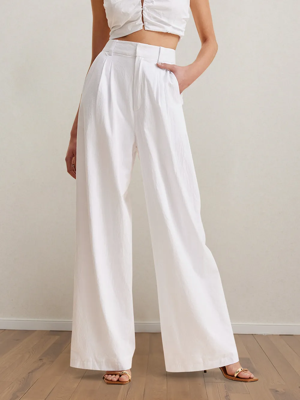 Strapless Peplum Top and Wide Leg Pants Set, image 5