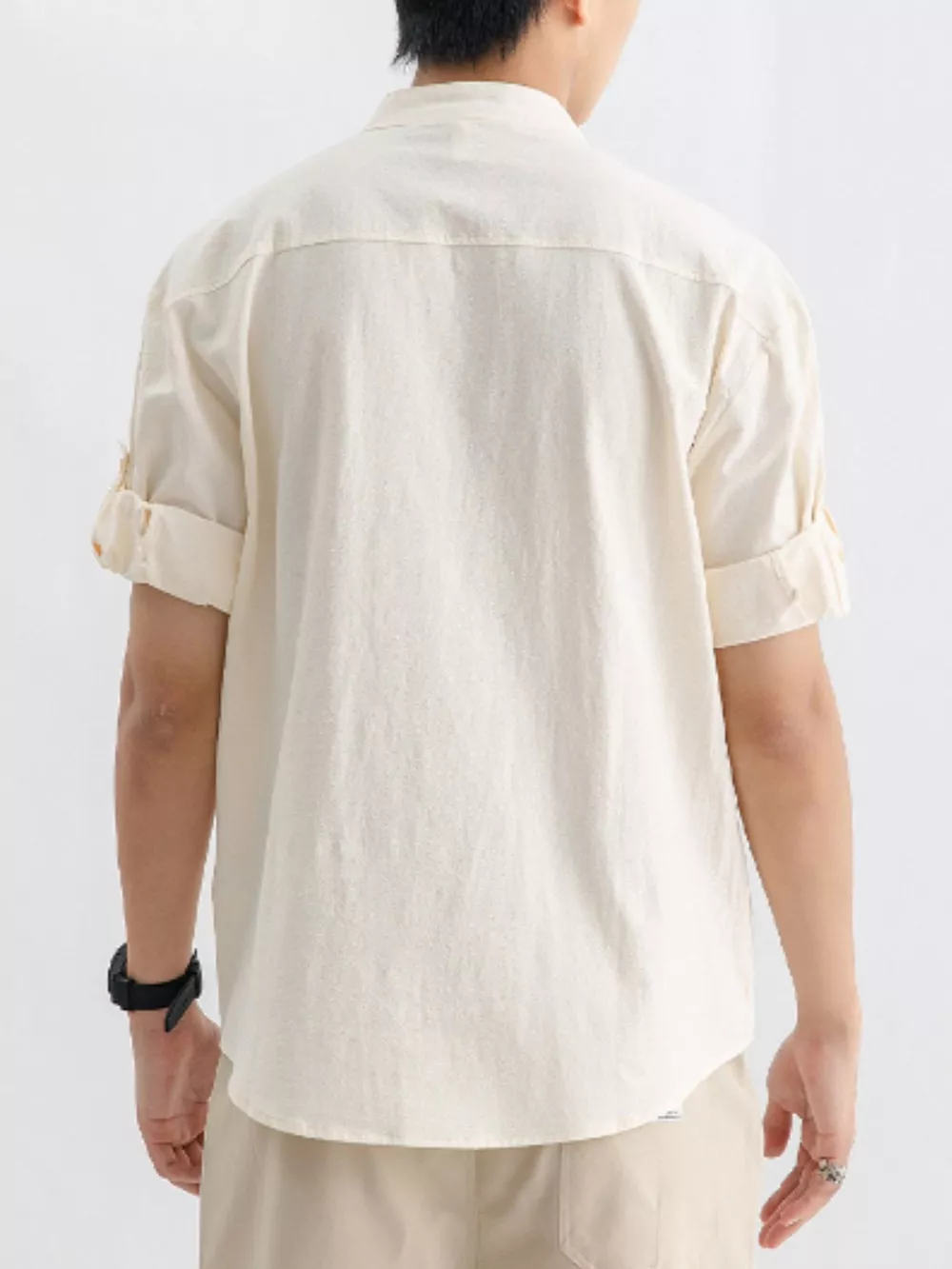 Men's Plus Size Casual Button Up Roll Up Sleeve Shirt, image 10