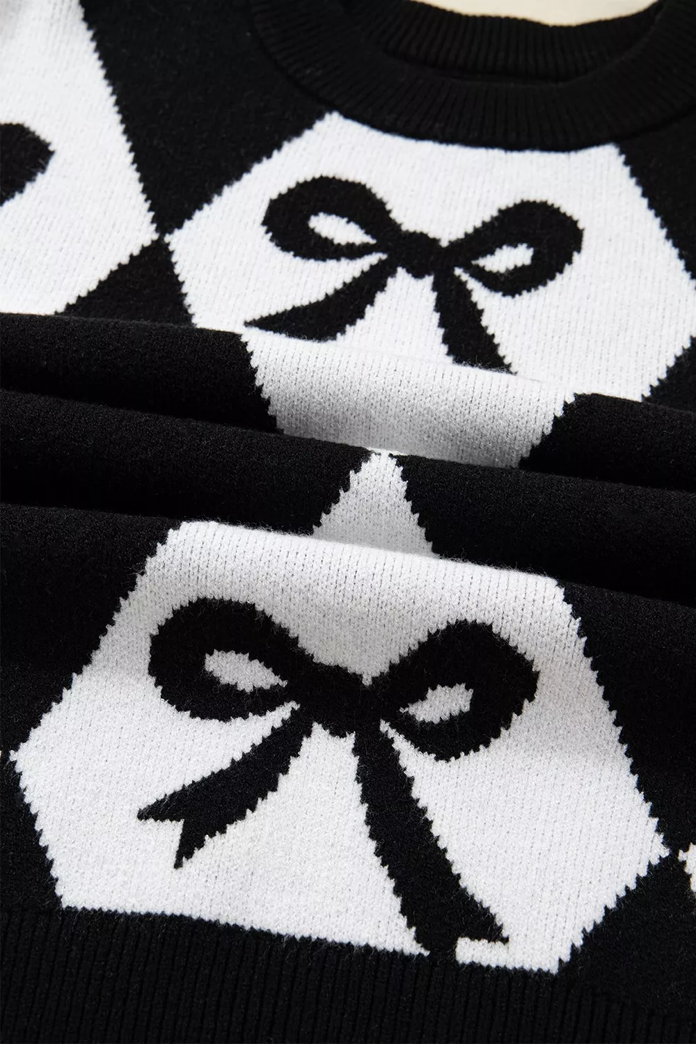 Bow Pattern Long Sleeve Contrast Sweater, image 9