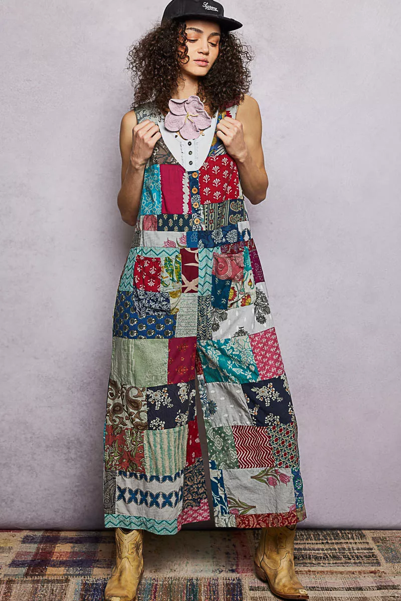 Sleeveless Patchwork Wide Leg Jumpsuit, image 2