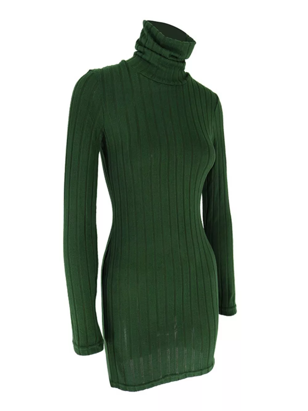 Turtleneck Ribbed Bodycon Mini Dress, image 33