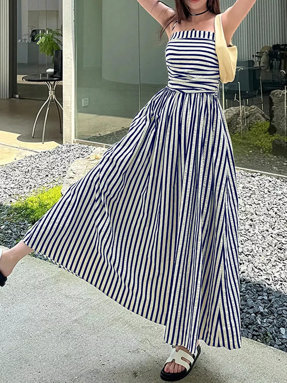 Striped Sleeveless Maxi Dress, image 9