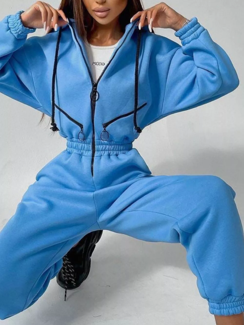 Hooded Zip-Up Long Sleeve Jumpsuit, image 24