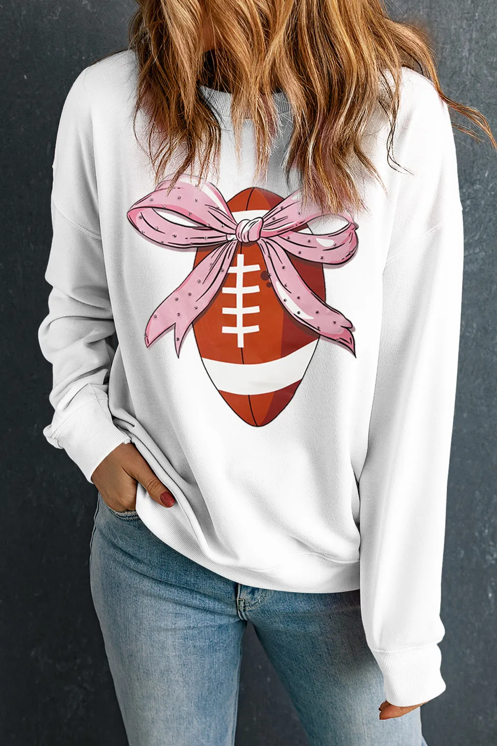 Football Round Neck Long Sleeve Sweatshirt, image 4