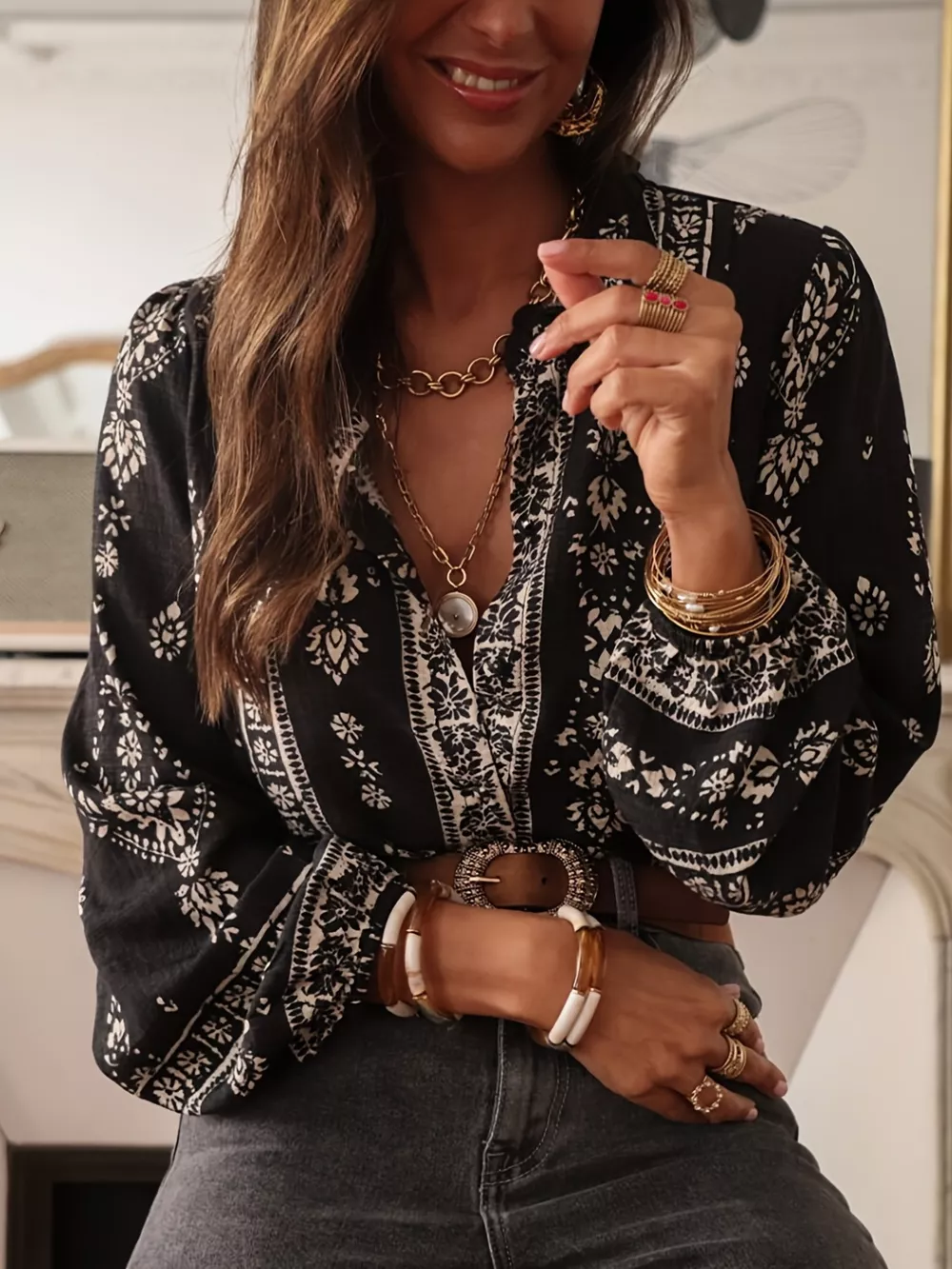 Vintage Print Long Sleeve Shirt, image 12