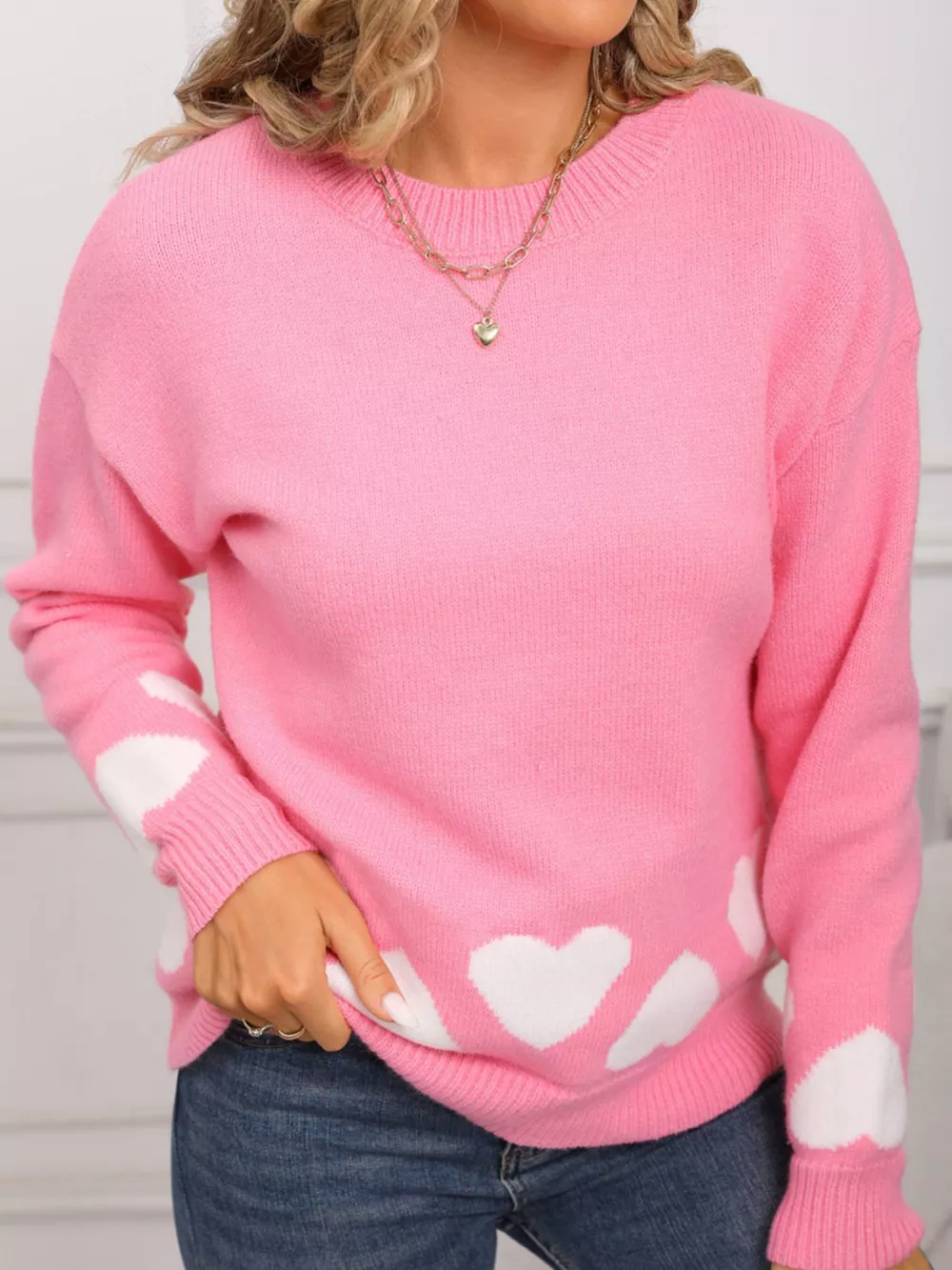 Valentine's Day Heart Crew Neck Sweater, image 8