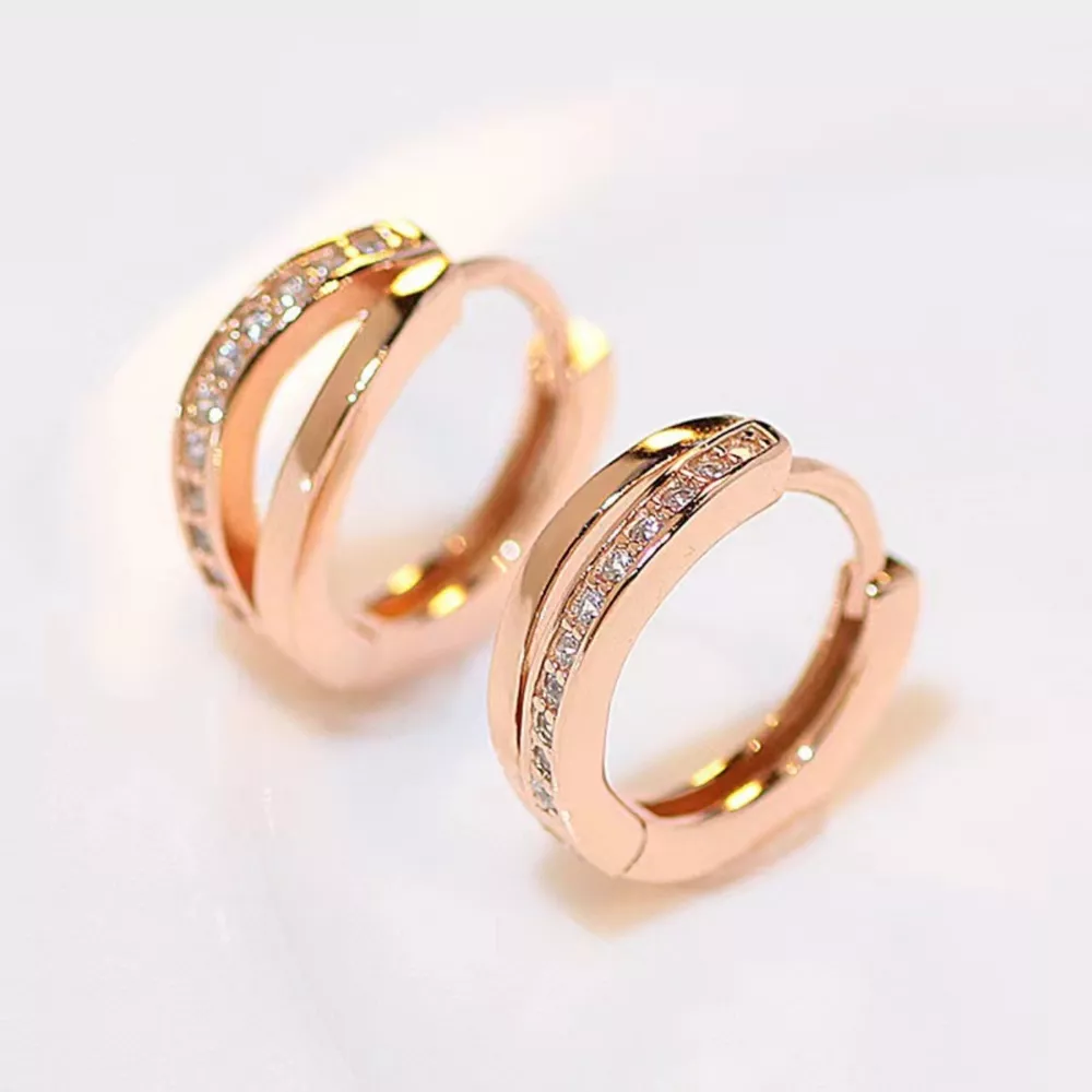 18K Rose Gold-Plated Zircon Hoop Earrings, image 2