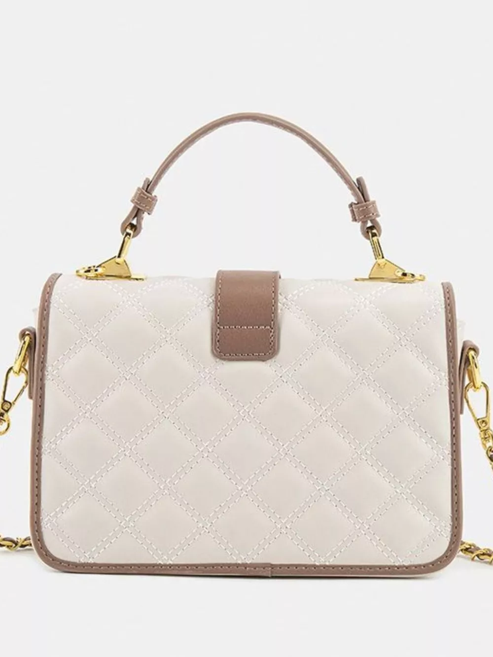 Quilted Contrast Crossbody Bag with Gold-Tone Hardware and Chain Strap, image 10
