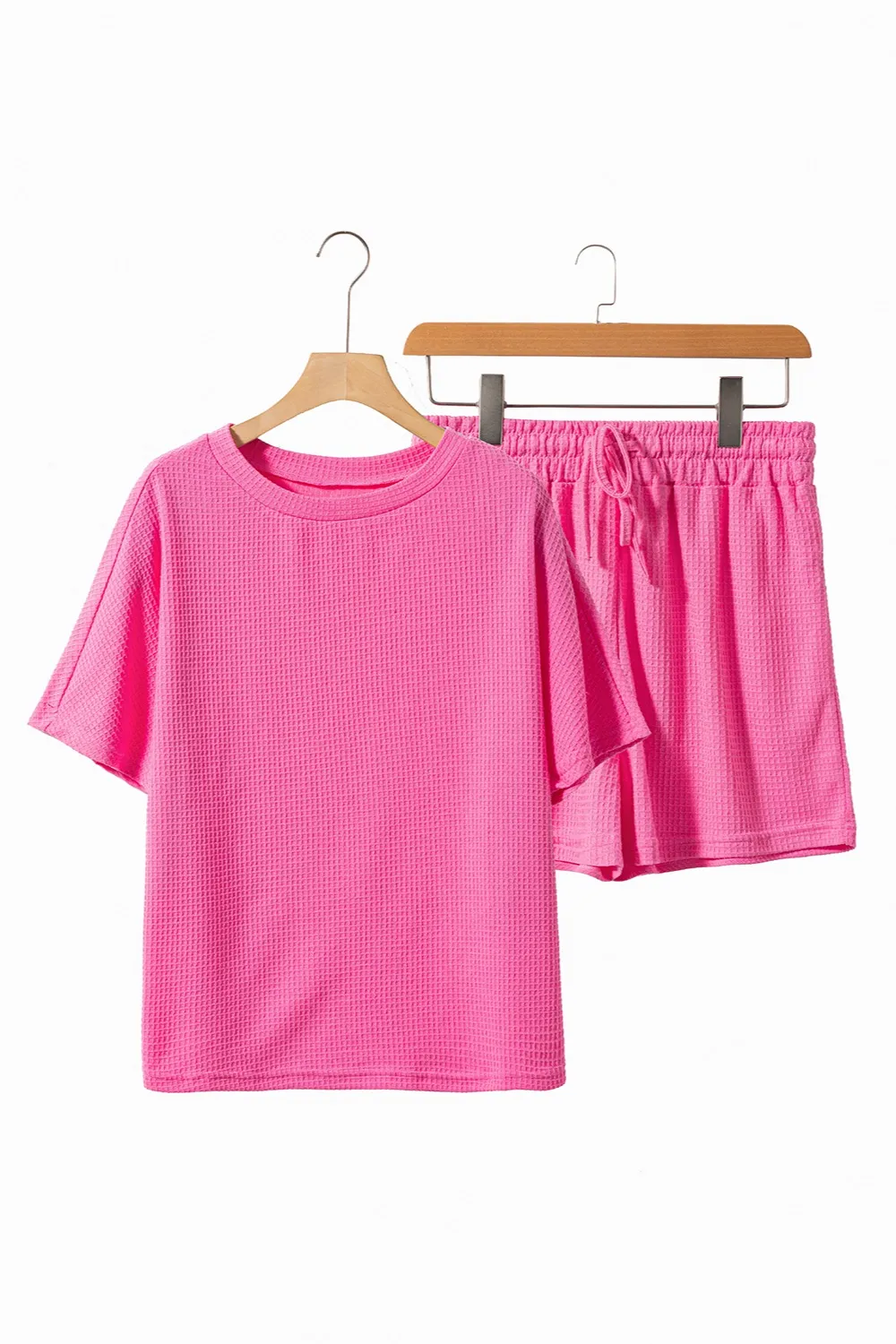 Waffle-Knit Round Neck Top and Shorts Set, image 5