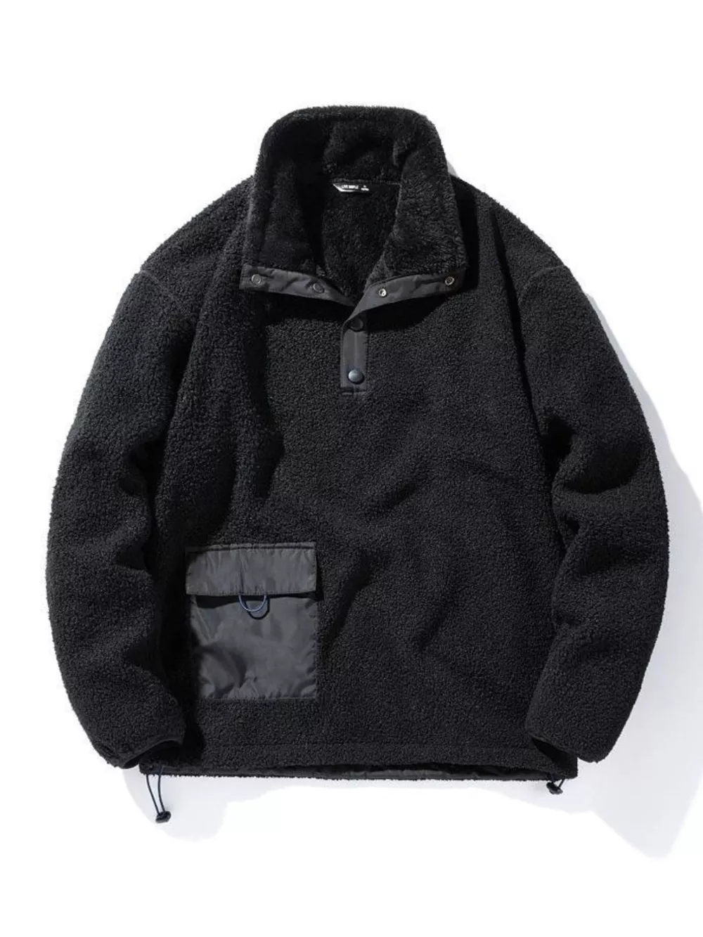 Men's Plus Size Drawstring Fleece Long Sleeve Top
