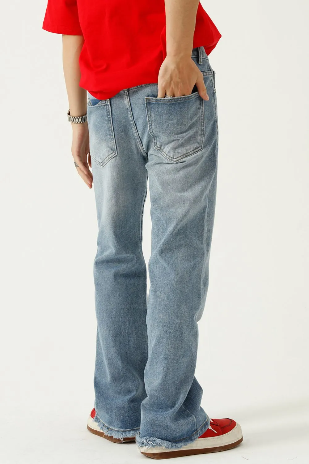 Raw Hem Jeans with Pockets, image 4