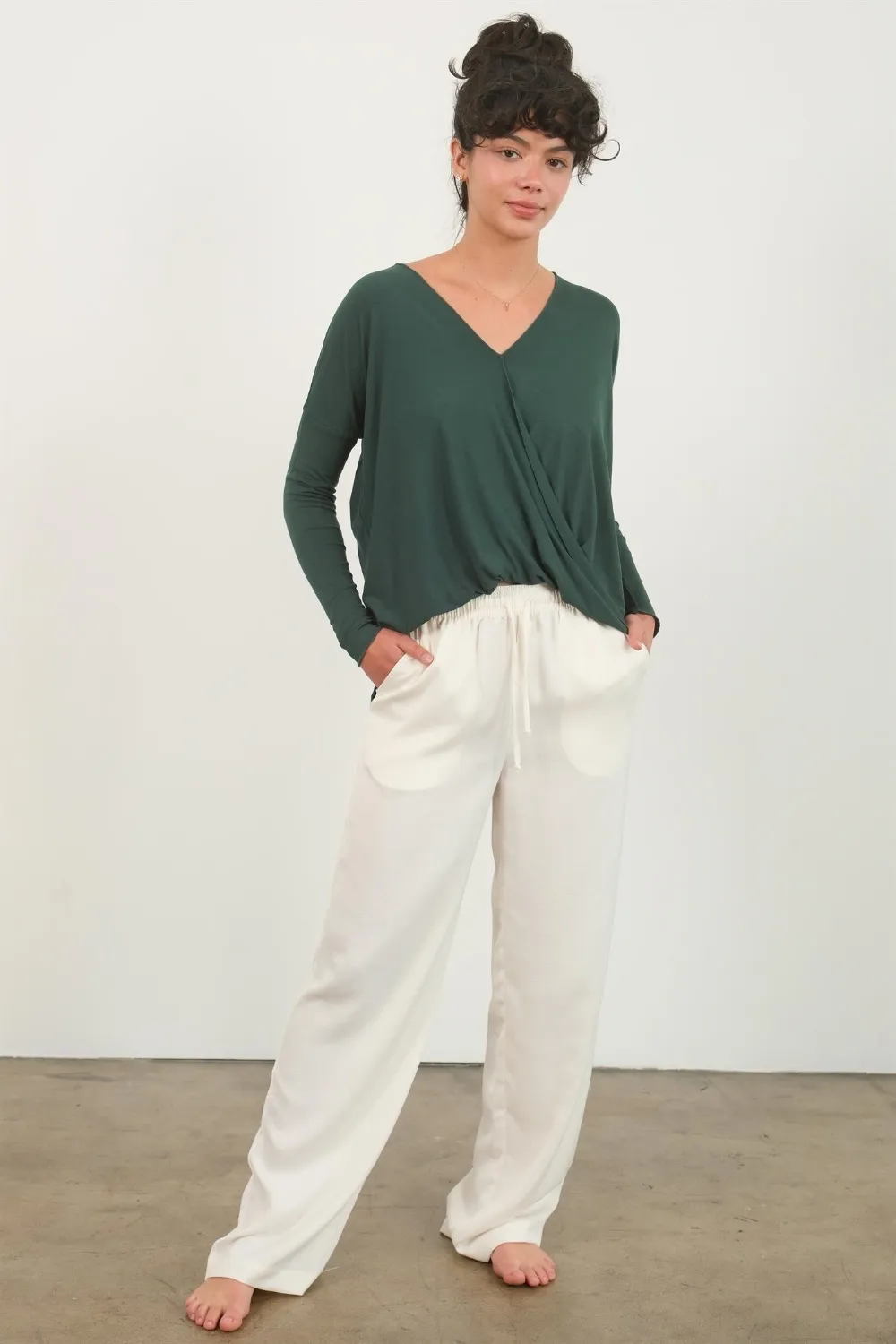Draped Drop Shoulder Long Sleeve Top, image 4