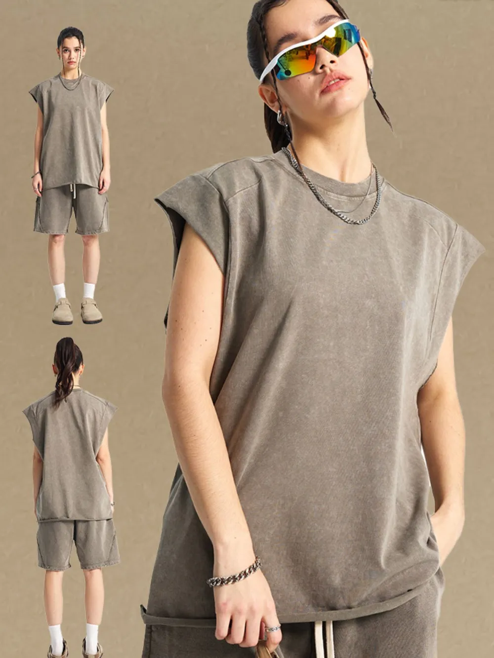 Men's Washed Round Neck Tank, image 3