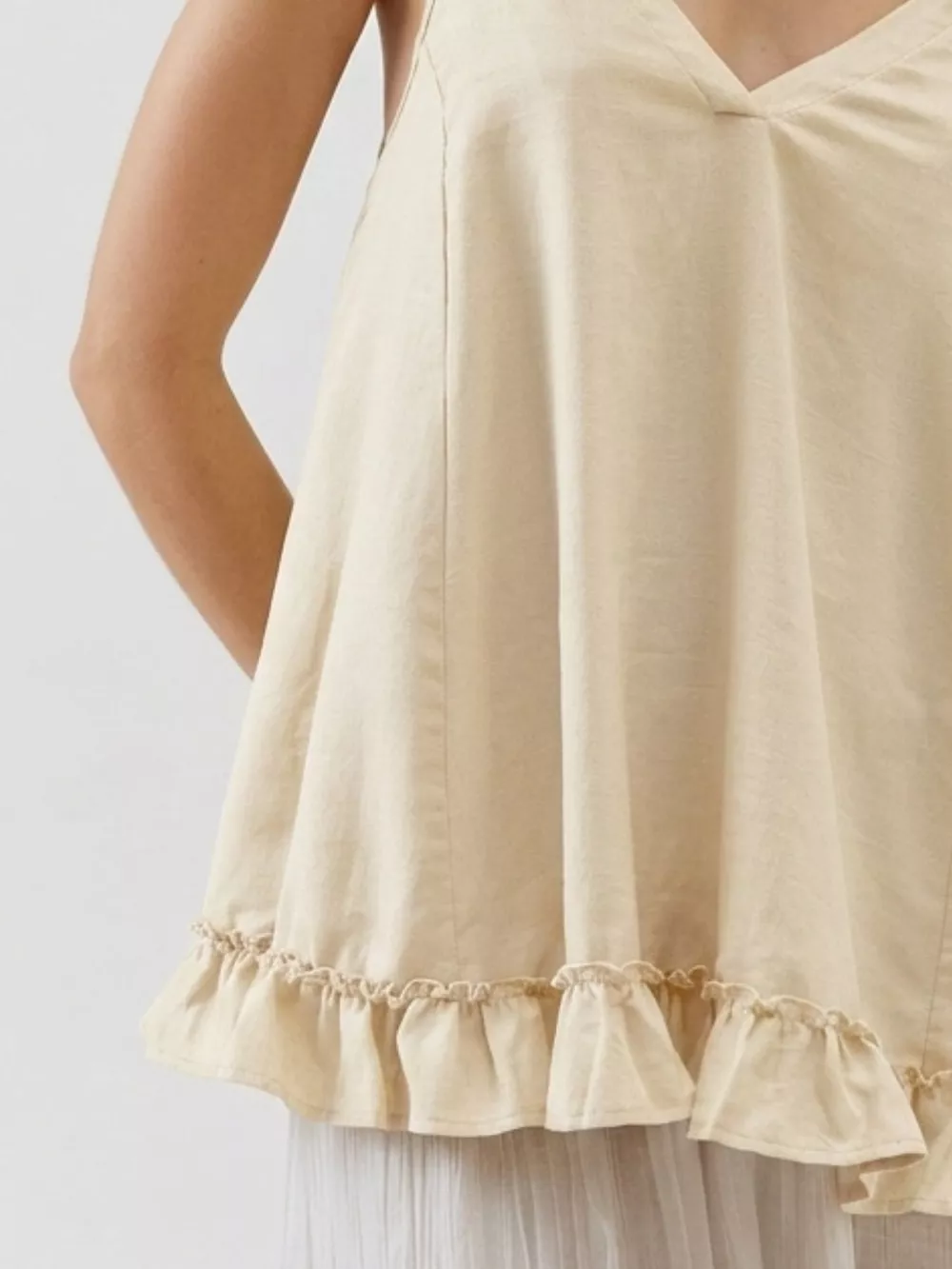 Tie-Strap Ruffle Hem Cami, image 8