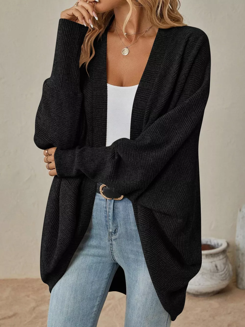 Open Front Batwing Sleeve Cardigan, image 17